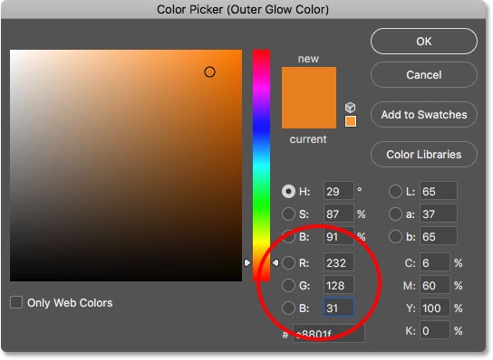 photoshop color picker outer glow min
